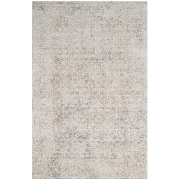 9' x 12' Safavieh Mirage Collection MIR755A Handmade Modern Abstract Viscose Area Rug Silver Ivory 