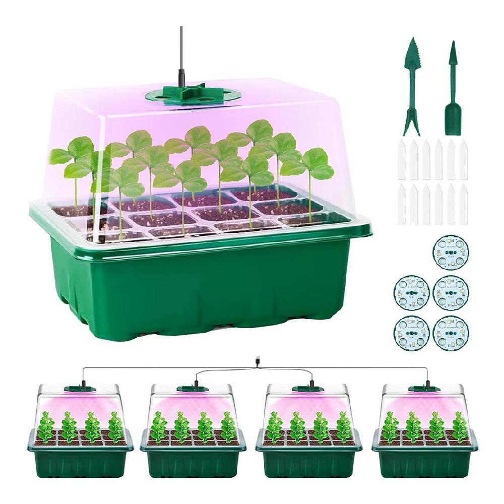 5-Pack Indoor Seed Starter Trays with Grow Lights and Humidity Dome, 5-Level Brightness and 4 Timer Settings, Green price history on PriceWatchPro