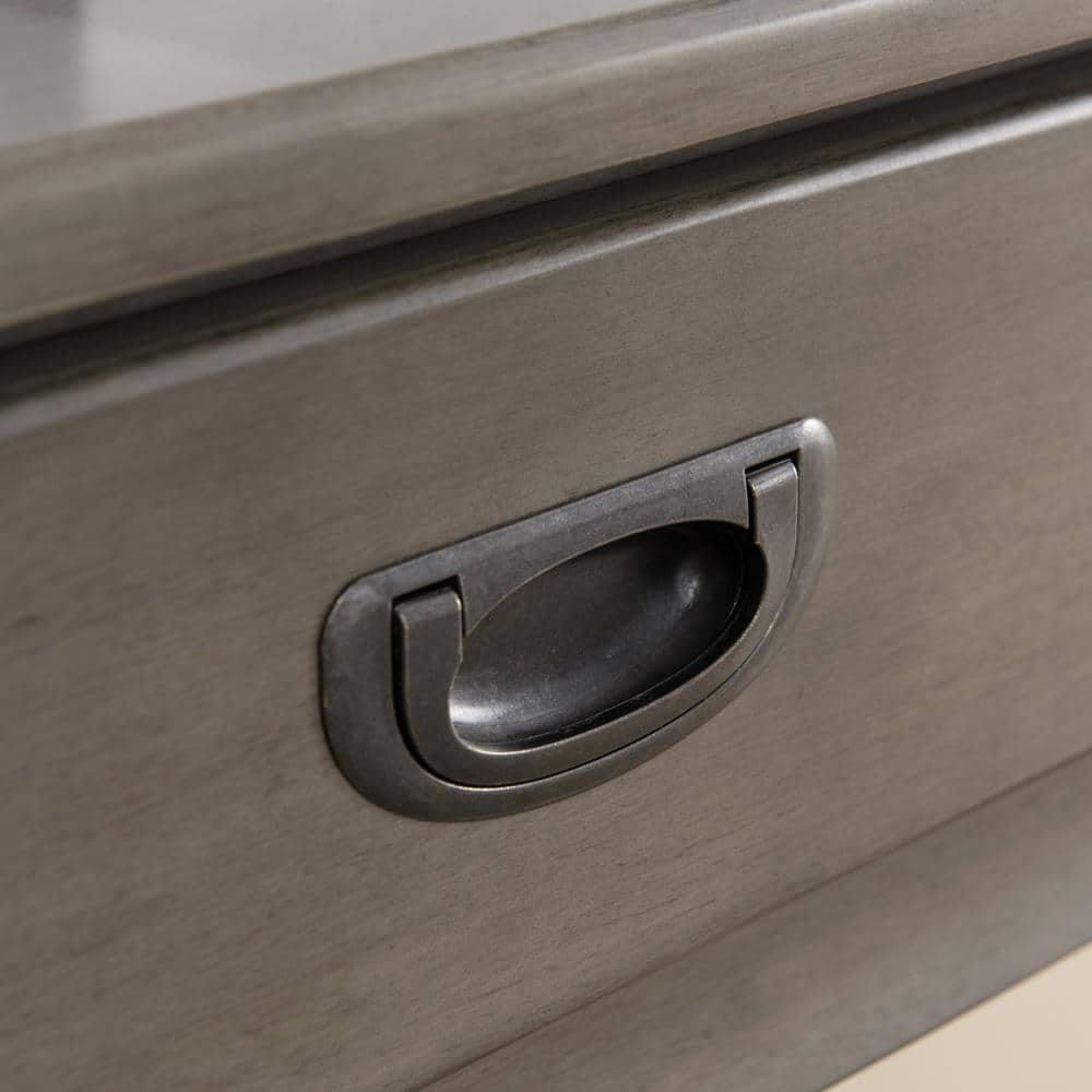 Gray Solid Wood Hall Console Table with Drawer and Shelf