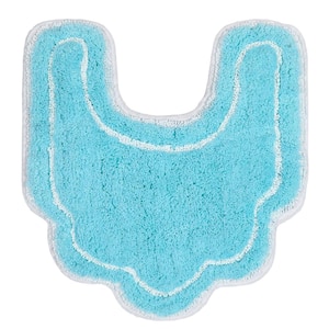 Allure Collection 100% Cotton U Shaped Toilet Rug, 20 in. x20 in. Contour, Turquoise