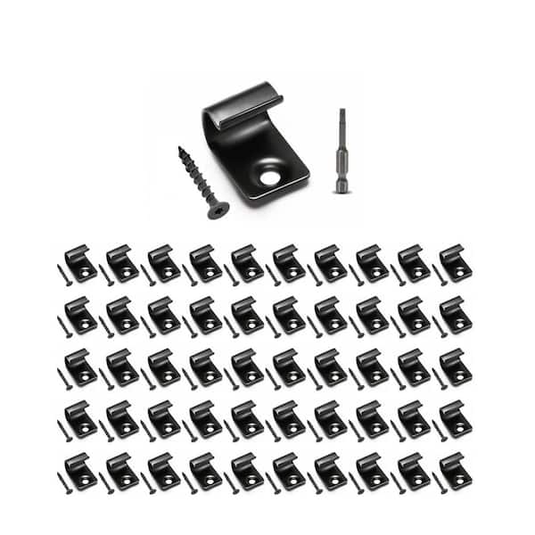 Afoxsos Stainless Steel Black Hidden Fasteners (50-Pack) Universal Decking Clips with Torx Screws and Bit for Composite Decking