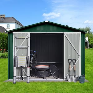8 ft. W x 10 ft. D Metal Garden Waterproof Firm Ventilated Sheds Outdoor Storage Sheds Green + White (80 sq. ft.)