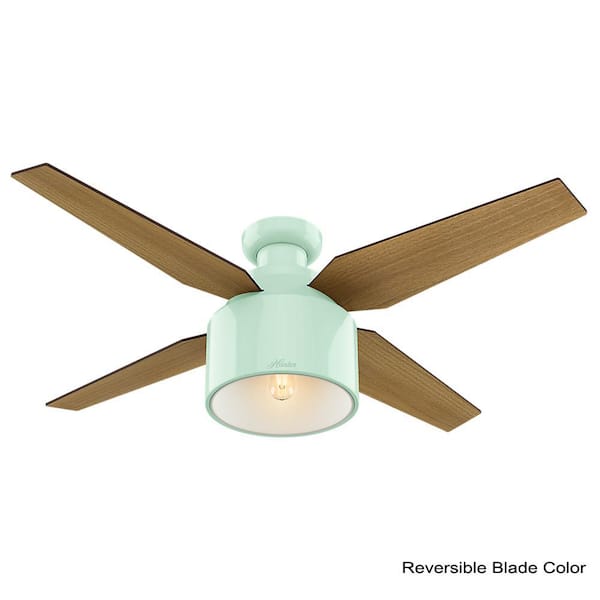Cranbrook 52 in. LED Low Profile Indoor Mint Ceiling Fan with Remote