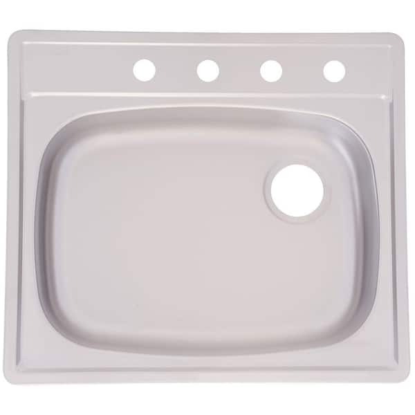 KINDRED Drop-In Stainless Steel 25.in 4-Hole Single Bowl Kitchen Sink