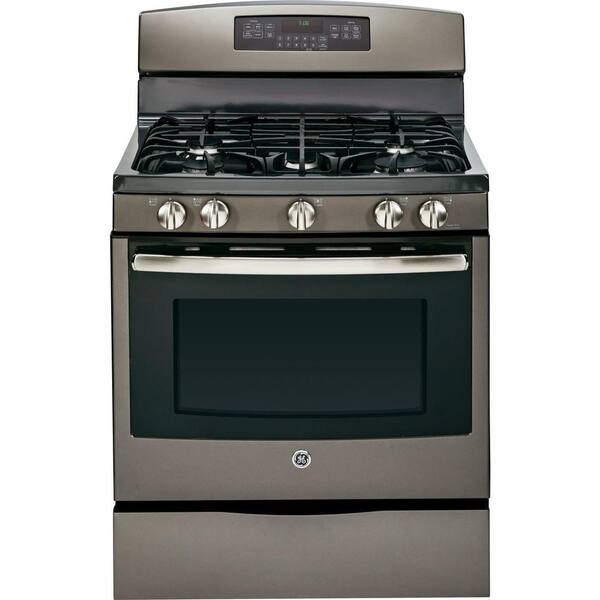GE 5.6 cu. ft. Gas Range with Self-Cleaning Convection Oven in Slate