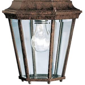 Madison 1-Light Tannery Bronze Outdoor Porch Hanging Pendant Light with Clear Beveled Glass (1-Pack)