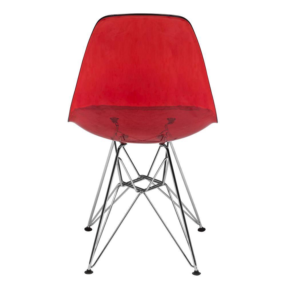 Transparent Red High Back Metal Side Chair Set
