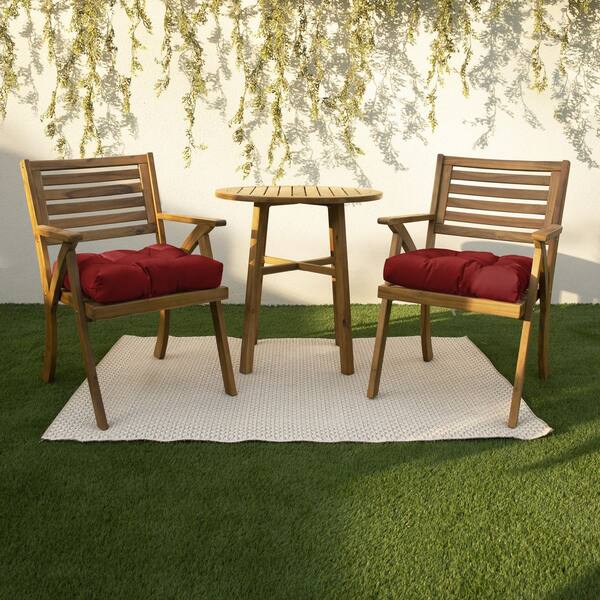 2pc 16 x 16 x 3 Sunbrella U-Shaped Outdoor Tufted Chair Cushions Canvas  Natural - Sorra Home