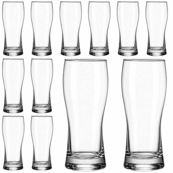 12-Piece 15.5 oz Pint Beer Glasses, Clear Tall Craft Beer Cups for Home Bars and Parties