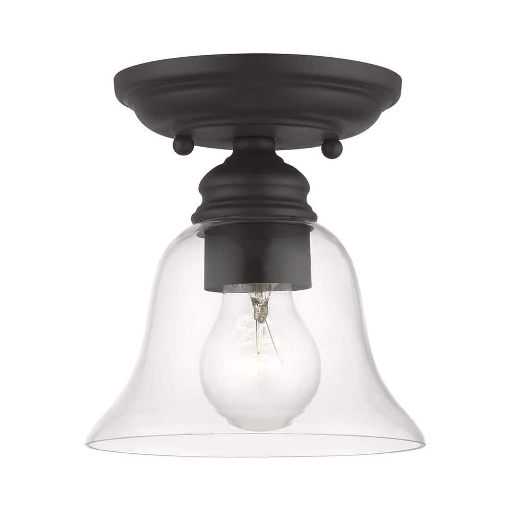 Crestridge 6.25 in. 1-Light Black Small Semi Flush Mount with Clear Glass price history on PriceWatchPro