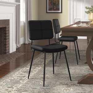 Karomi Black Faux Leather Upholstered Dining Chairs (Set of 2)