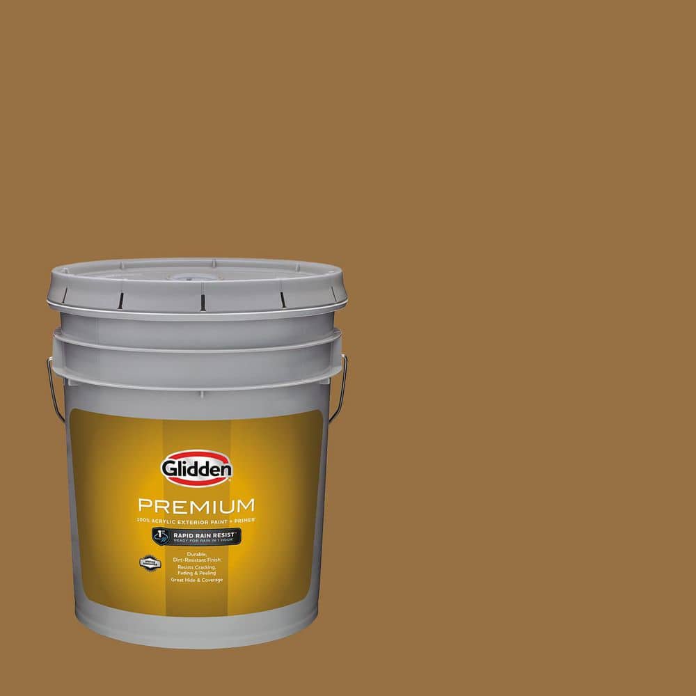Glidden Premium 5 gal. PPG1087-7 Chewy Caramel Flat/Matte Exterior