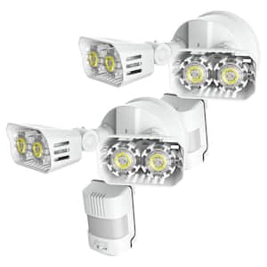 18-Watt 1800-Lumens 180° White Motion Sensor Outdoor Integrated LED 5000K Waterproof Dusk to Dawn Flood Light (2-Pack)