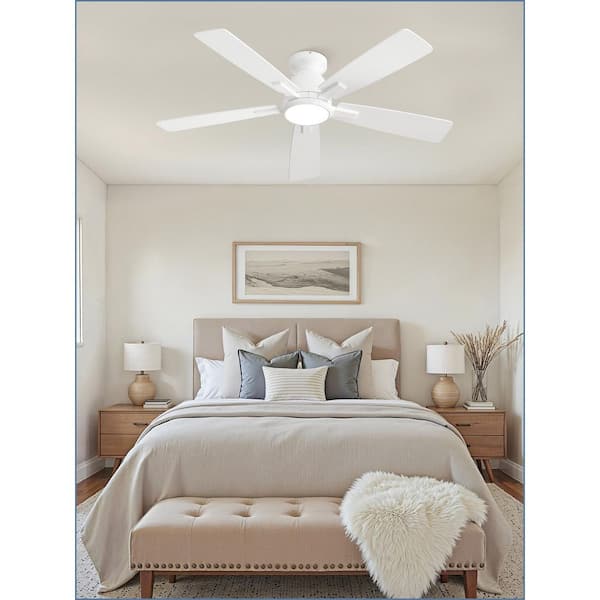 46 in. Indoor White Modern Low Profile 3-Colors LED 6-Speed Ceiling Fan with Light Kit and Remote Control
