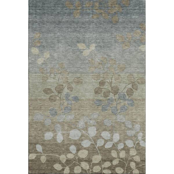 Mayfield Premium Machine Washable Abstract AMF1900 Khaki 3 ft. x 5 ft. Area Rug
