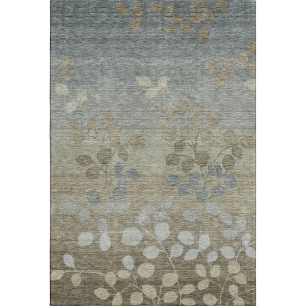 Mayfield Premium Machine Washable Abstract AMF1900 Khaki 8 ft. x 10 ft. Area Rug