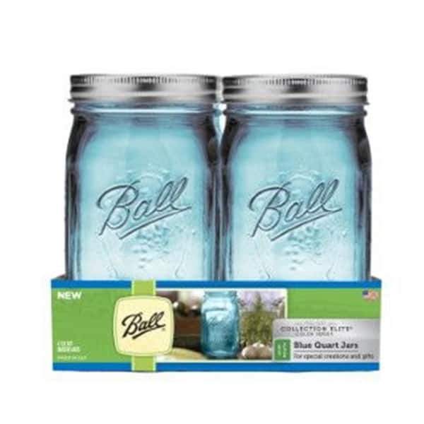 Glass Mason Jar Pitcher with Pour Lids - Ball Jars, 1 Quart (32 oz) Wide  Mouth, Old Glory Blue 2-Pack