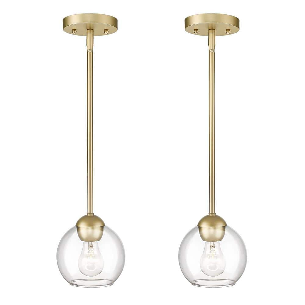 Modern 1-Light Shade Globe Gold Hanging Mini Pendant Light With Clear Glass Shade For Livingroom (2-Pack) -  JAZAVA, ZC0225-2PK