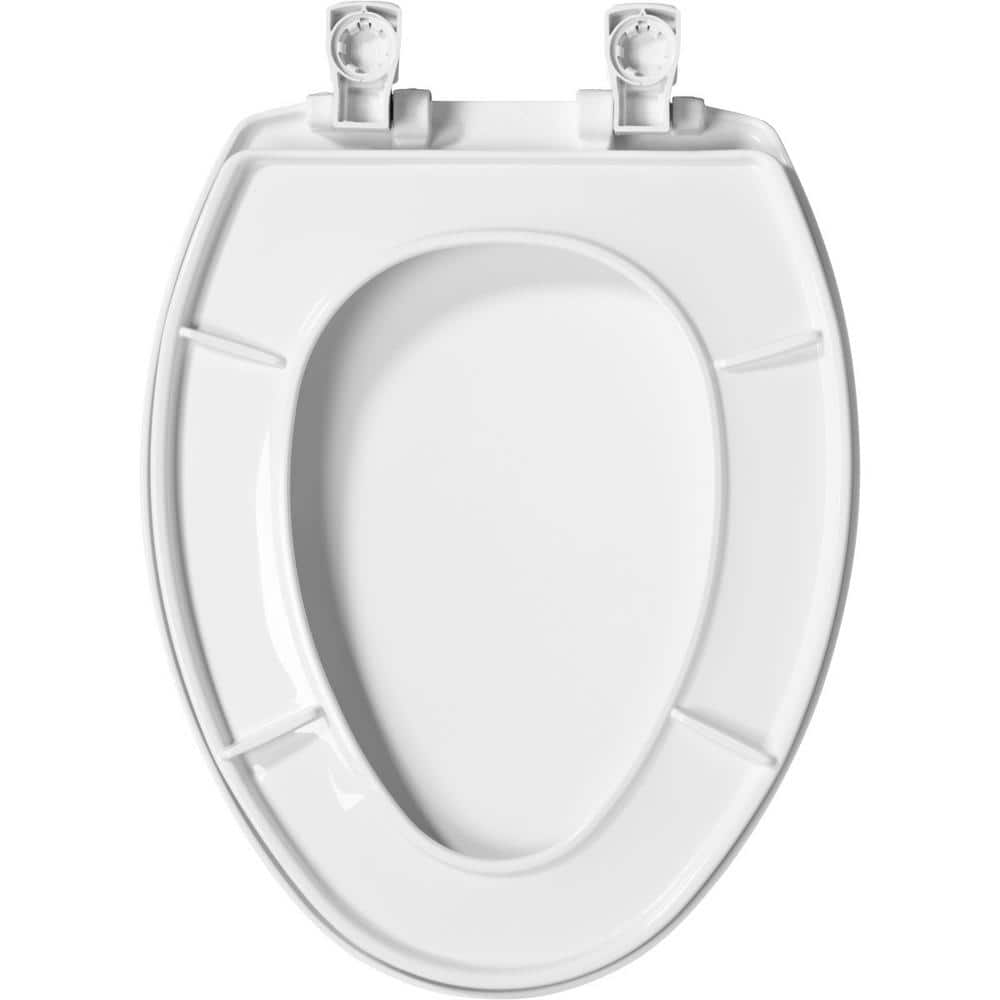 White Elongated Molded Wood Toilet Seat with Slow Close