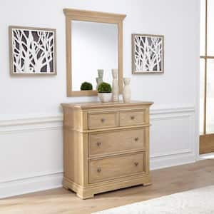 Manor House 3-Drawer 36 in. L x 36 in. W x 19 in. H Natural Chest and Mirror