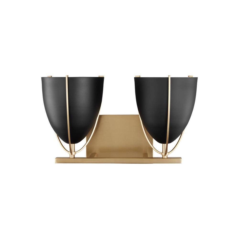 Norman Satin Brass Dual-Light Dimmable Vanity Wall Sconce