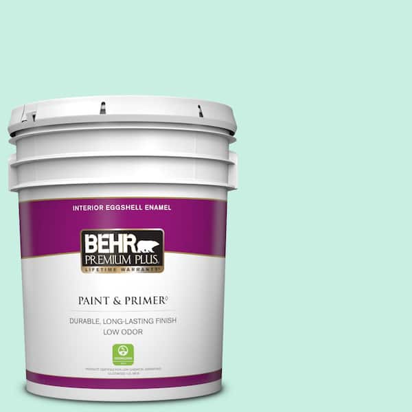 BEHR PREMIUM PLUS 5 gal. #P430-1 Summer House Eggshell Enamel Low Odor Interior Paint & Primer