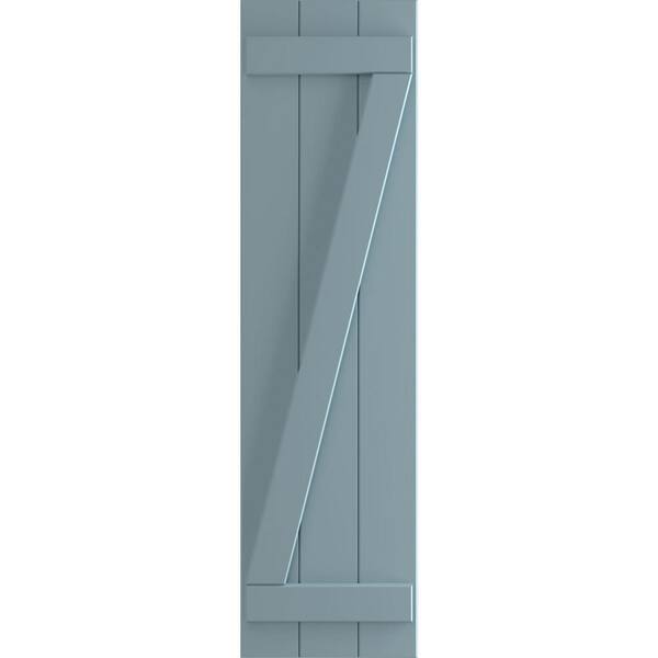 Ekena Millwork 16-1/8 in. x 71 in. True Fit PVC 3-Board Joined Board and Batten Shutters with Z-Bar Pair in Peaceful Blue
