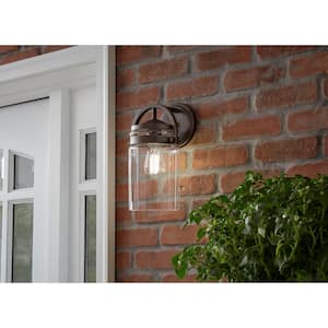 Kinsley 12 in. 1-Light Oil Rubbed Bronze Outdoor Wall Lantern Sconce