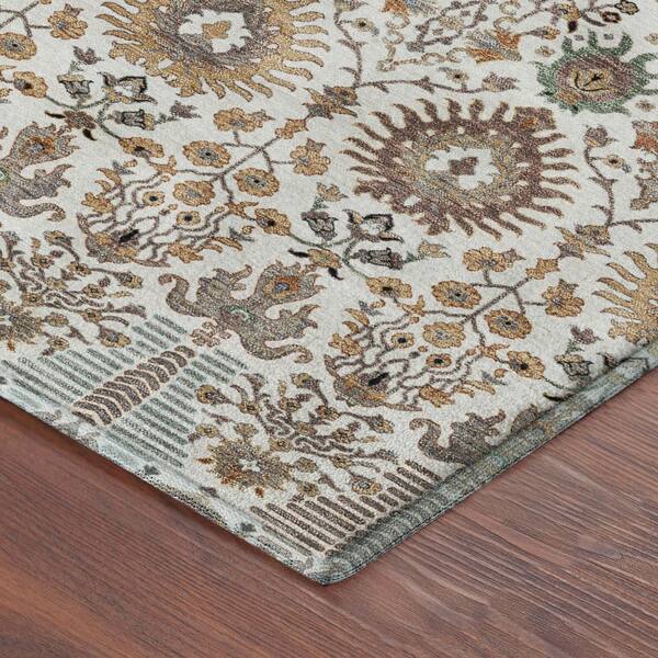 Mayfield Premium Machine Washable Abstract AMF2251 Ivory 3 ft. x 5 ft. Area Rug