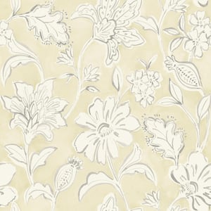 Plumeria Yellow Floral Trail Matte Paper Pre-Pasted Wallpaper Sample