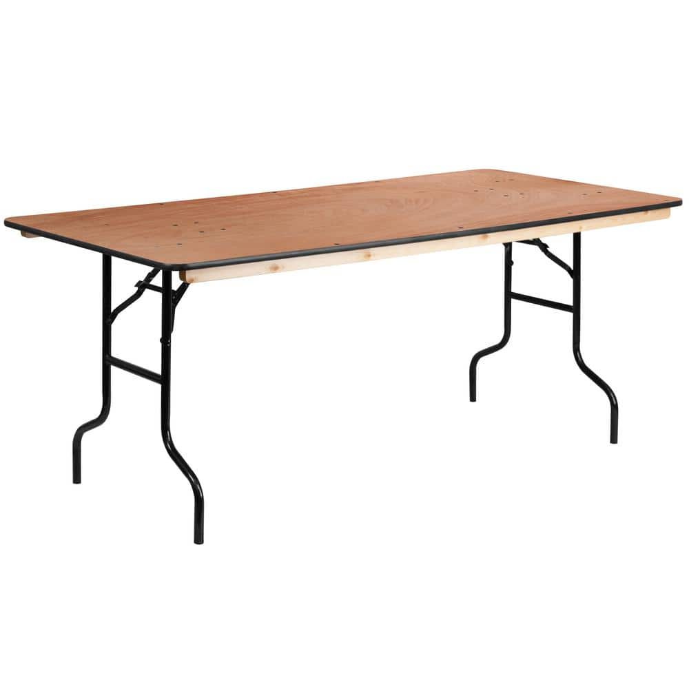Carnegy Avenue Natural Fielder 6 ft. Rectangular All-Occasion Wood Folding Event Table, Foldable Portable Banquet Table with Wooden Top CGA-XF-118501-NA-HD - The Home Depot