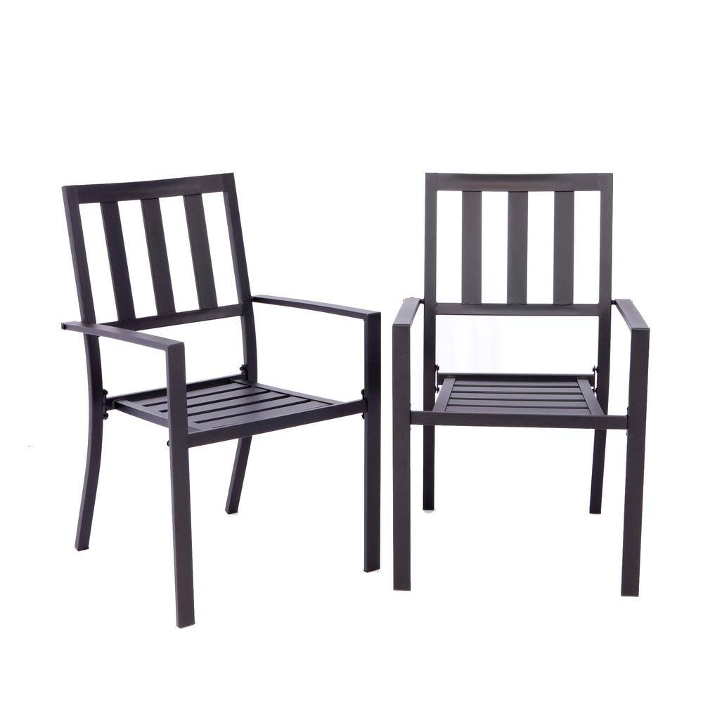 Wildaven 2Piece Steel Outdoor Patio Dining Arm Chairs for Garden