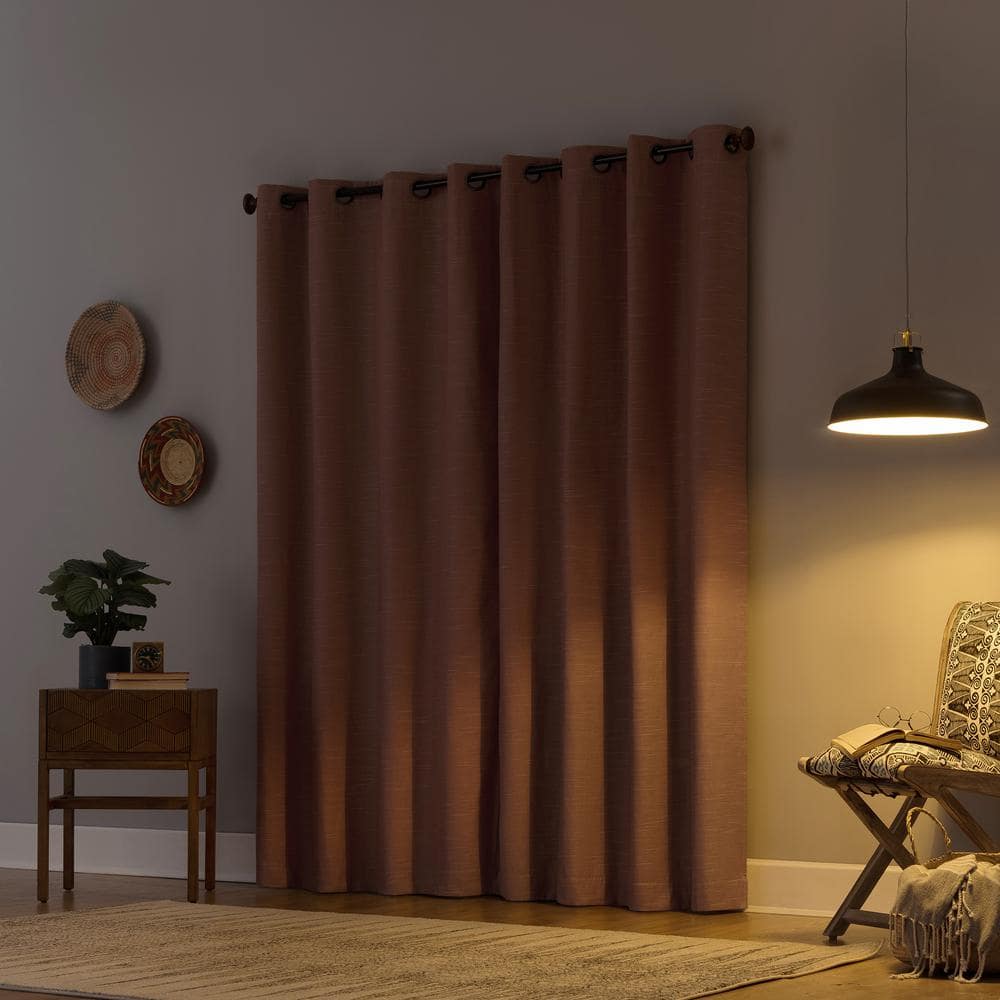 Pecan Brown Linen Blend Blackout Grommet Curtain Panel 50" x 63"