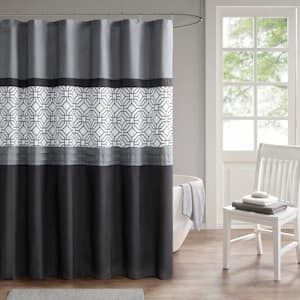 Shane 72 in. W x 72 in. L Polyester in Black/Grey Shower Curtain
