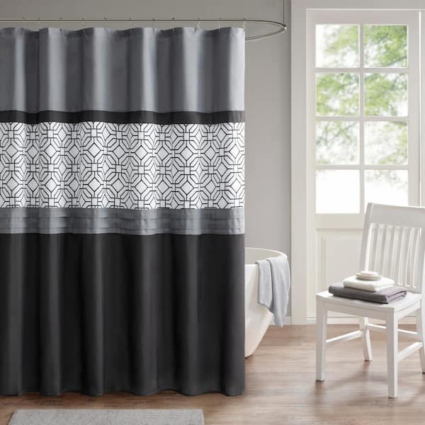 510 Design Shane 72 in. W x 72 in. L Polyester in Black/Grey Shower Curtain