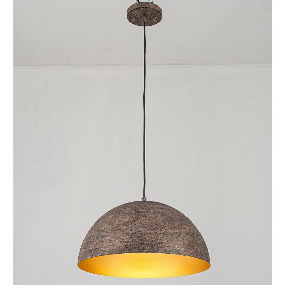 16 in. 1-Light Vintage Distressed Wood-Grain Dome Pendant Light with Metal Shade for Dining Room, Bar, Entryway price history on PriceWatchPro