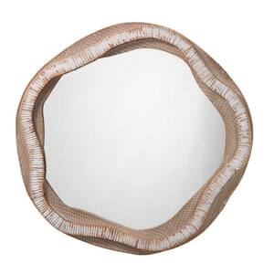 1.6 in. W x 27.75 in. H Wooden Frame Beige and Cream Wall Mirror