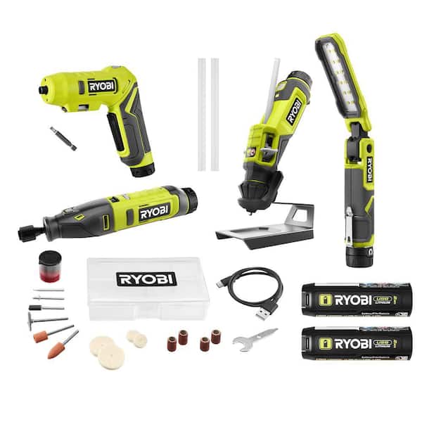 USB Lithium Project Kit with Rotary Tool, Inspection Light, Screwdriver, Glue Pen, (2) 2 Ah Batteries, & Charging Cable