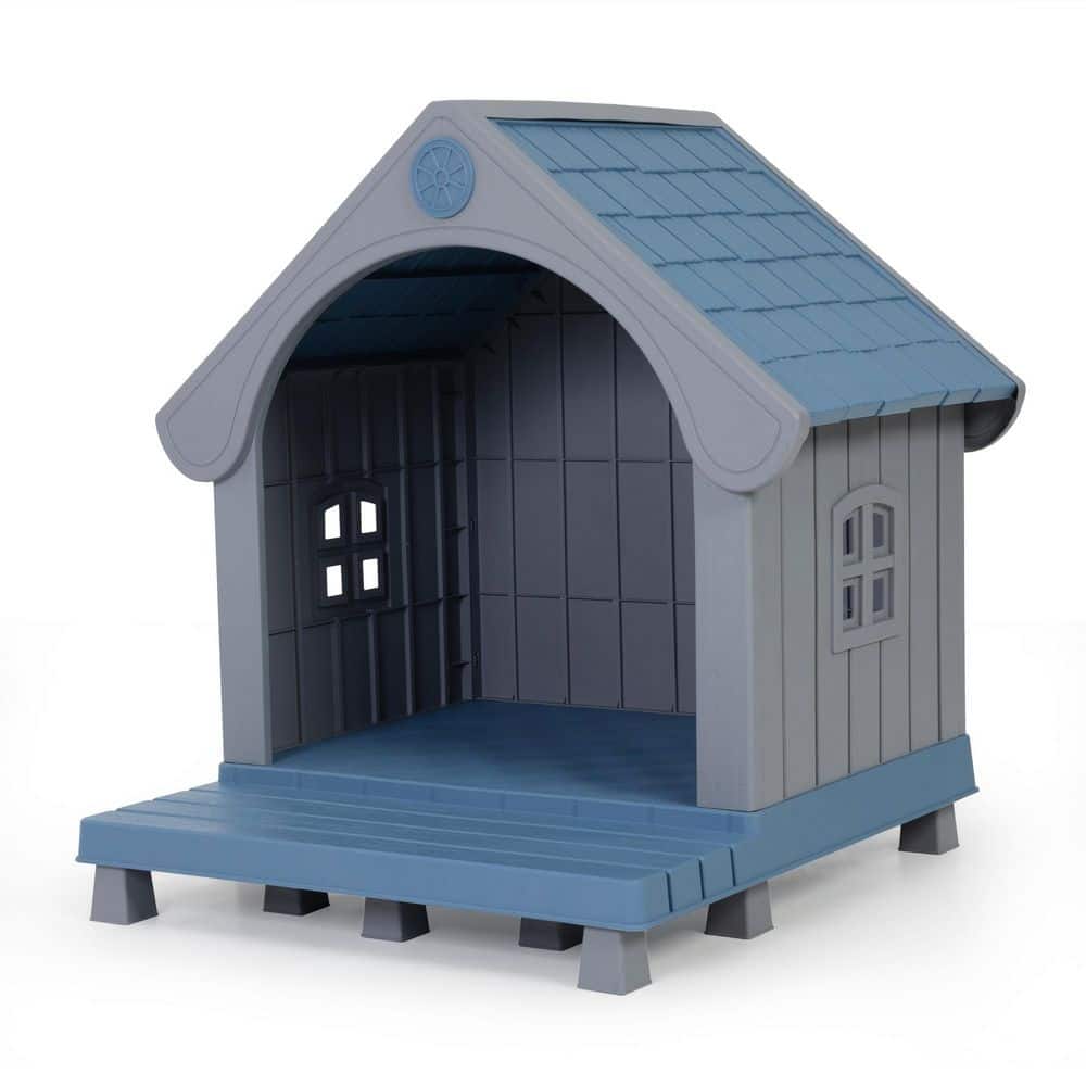 Plastic Outdoor Dog/Cat House with Porch, Grey and Blue price history on PriceWatchPro