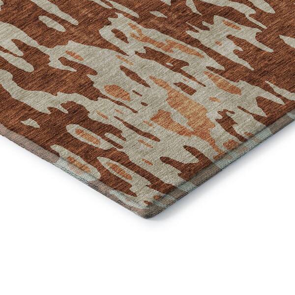 Mayfield Premium Machine Washable Abstract AMF957 Paprika 2 ft. 3 in. x 7 ft. 6 in. Runner Rug
