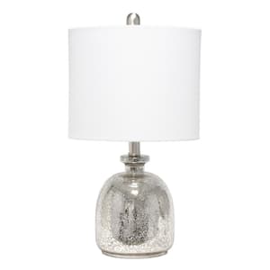 20 in. Mercury Hammered Glass Jar Table Lamp with White Linen Shade