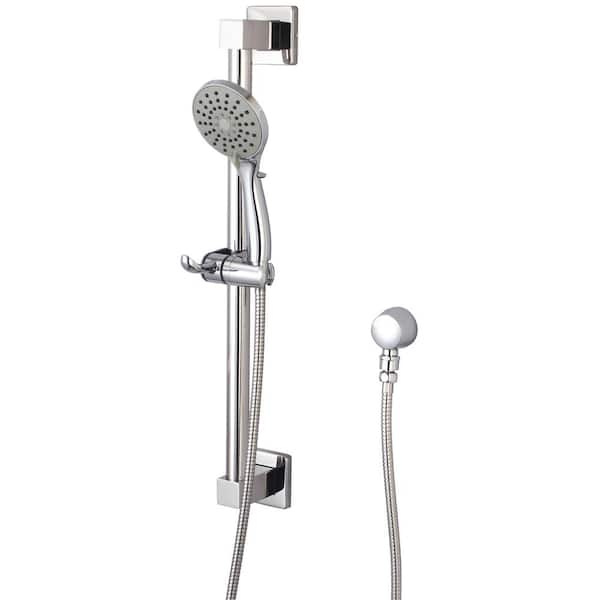 3-Spray Wall Mount Handheld Shower Head 1.75 GPM with Grab Bar in Polished Chrome
