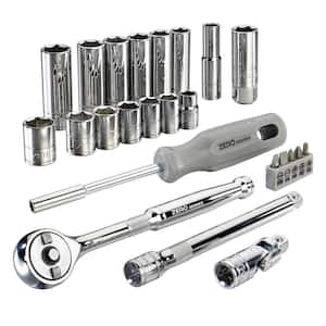 25-Piece 3/8 Drive SAE Tool Set with Gearless Ratchet