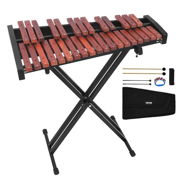 Glockenspiel Xylophone, 32 Notes with Height Adjustable Stand 4 Mallets, Carrying Bag for Adults and Kids.