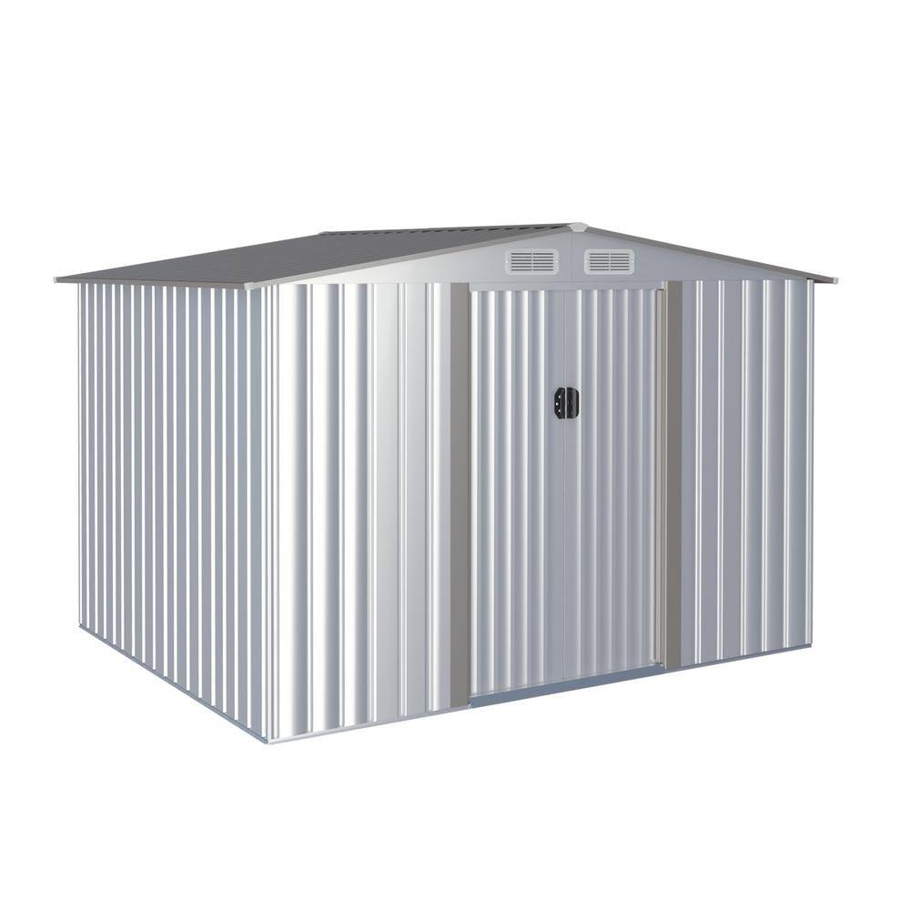 8 ft. W x 6 ft. D Outdoor Galvanized Metal Storage Shed with Floor