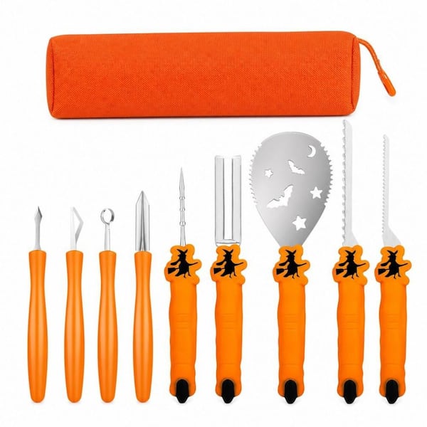 Durable Thickened Pumpkin Carving Tool, 9‑Piece Non‑Slip Carving Set for Family Halloween DIY Pumpkin‑Making