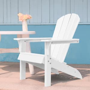 Antique White Plastic All-Weather Outdoor Patio Adirondack Chair for Fire Pits, Decks, Gardens, Campfire Chairs