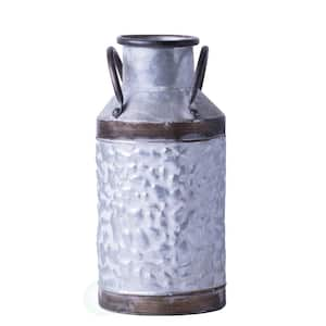 Small Rustic Farmhouse Style Galvanized Metal Milk Can Decoration Planter and Vase