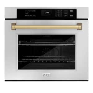 Autograph Edition 30 in. Electric Single Wall Oven with Air Fry in Stainless Steel with Champagne Bronze Handle