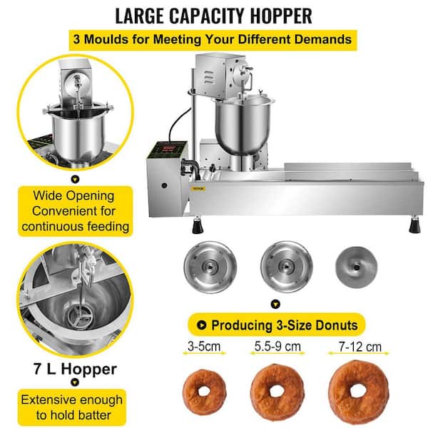 VEVOR Electric Donut Maker, 9 Holes Commercial Donut Machine, 2000W  Electric Doughnut Machine, Double-Sided Heating Commercial Donut Maker, for  Home & Commercial Use with Non-Stick Teflon Coating 